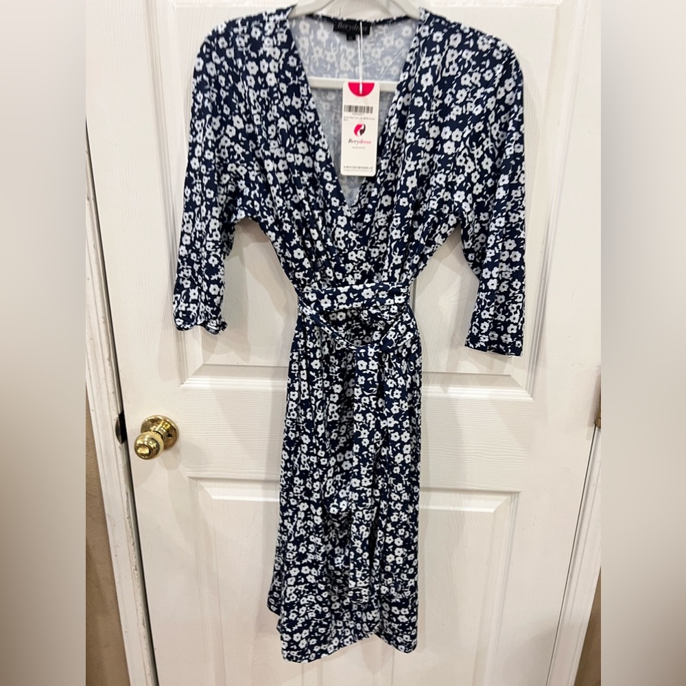 NWT Blue Floral Print Dress